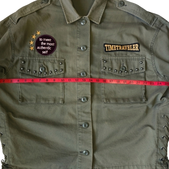 La Chapelle Oversized Grunge Army Green Jacket Size 36 Small - Picture 14 of 16